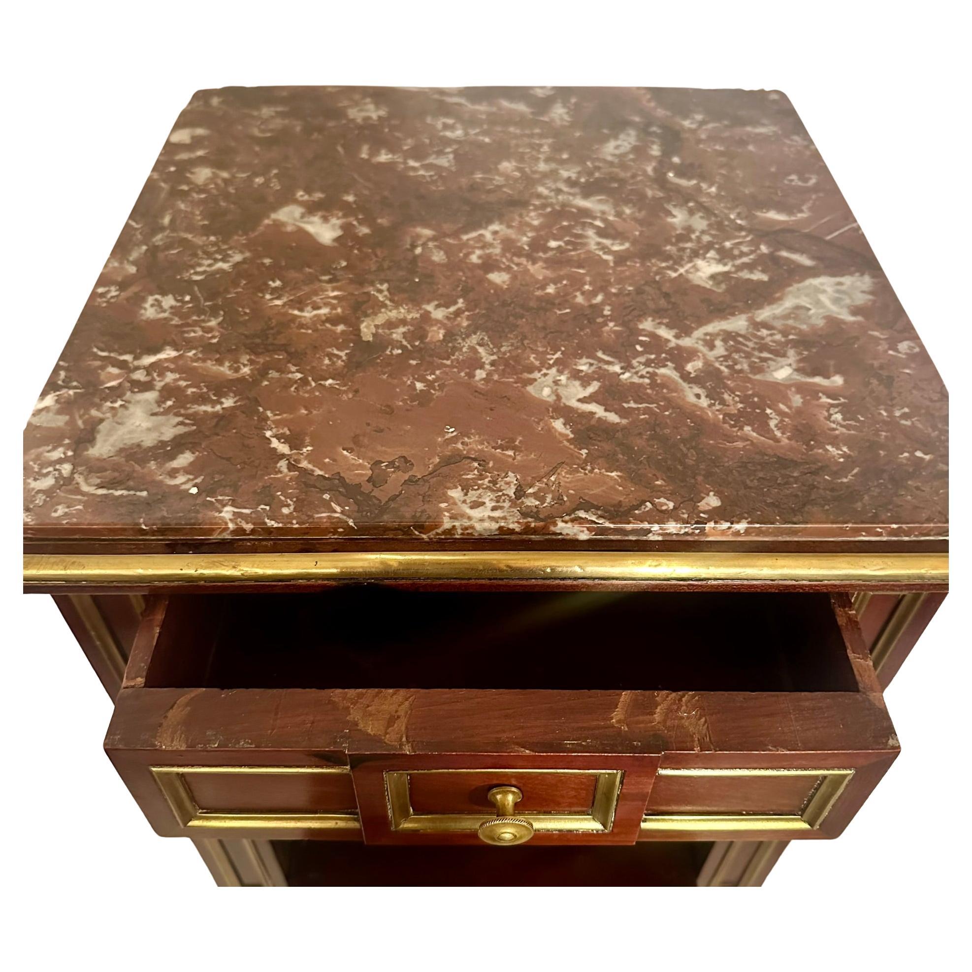 Antique French Gold Bronze Mounted Mahogany Bed and Nightstand, Circa 1890's. For Sale 5