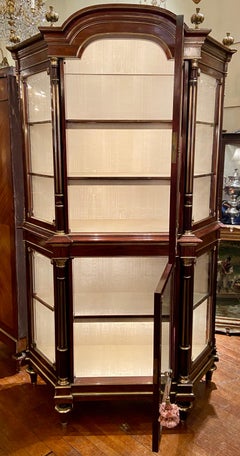 Antique French Gold Bronze Mounted Mahogany Vitrine, Circa 1880