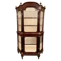 Antique French Vitrine in mogano montate su bronzo dorato, 1880 circa