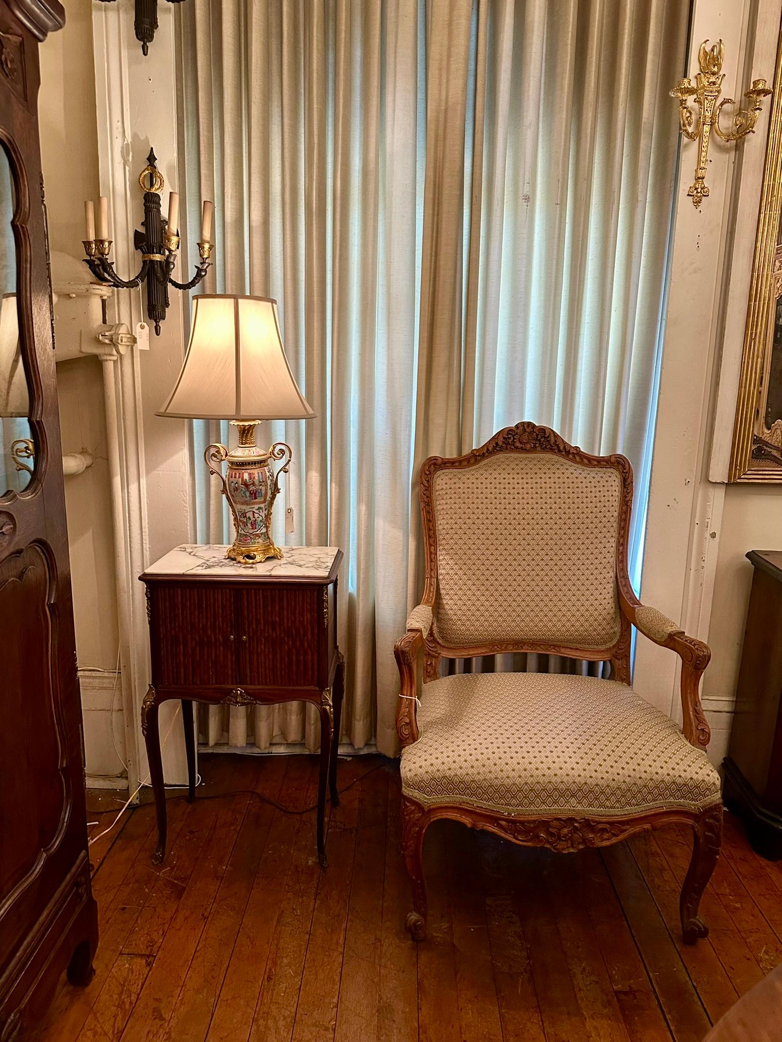 Antique French Gold Bronze Mounted Tambour Cabinet with Marble Top, Circa 1890. For Sale 5