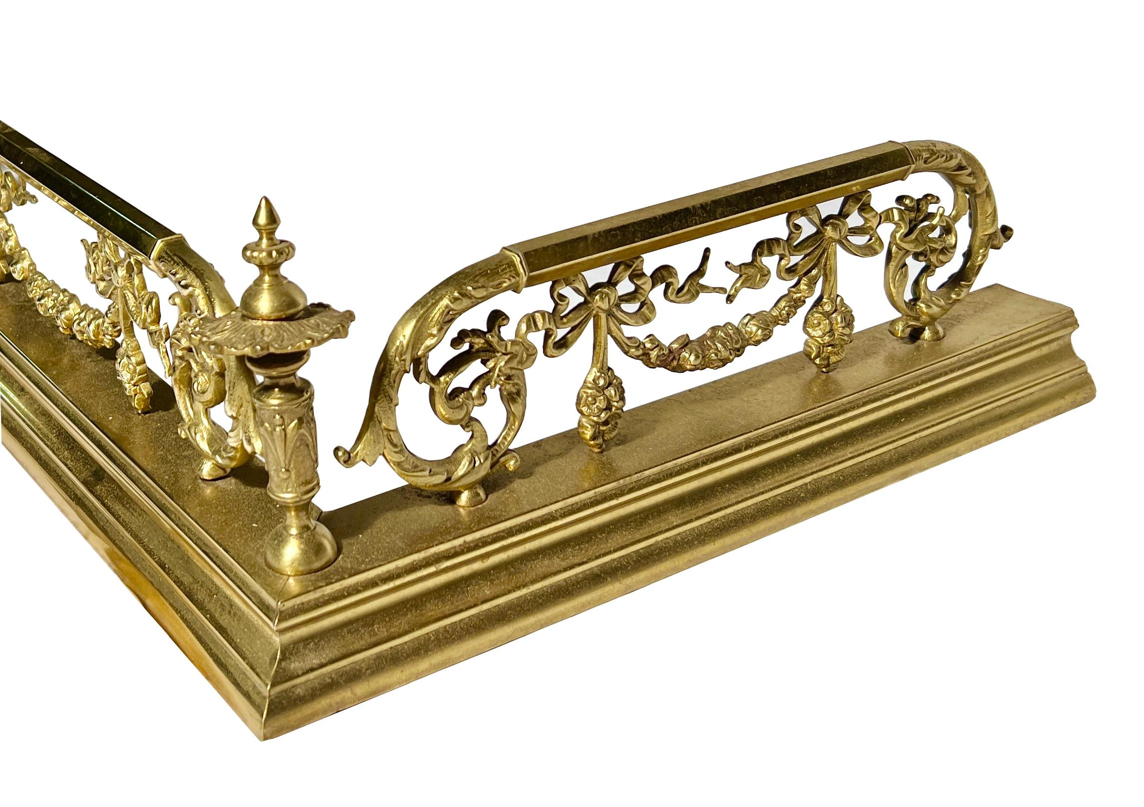 Antique French Gold Bronze & Onyx Marble Fire Fender, Circa 1890's. For Sale 1