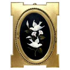 Antique French Gold Bronze "Pietra Dura" Marble Mosaic Picture Frame, Circa 1900
