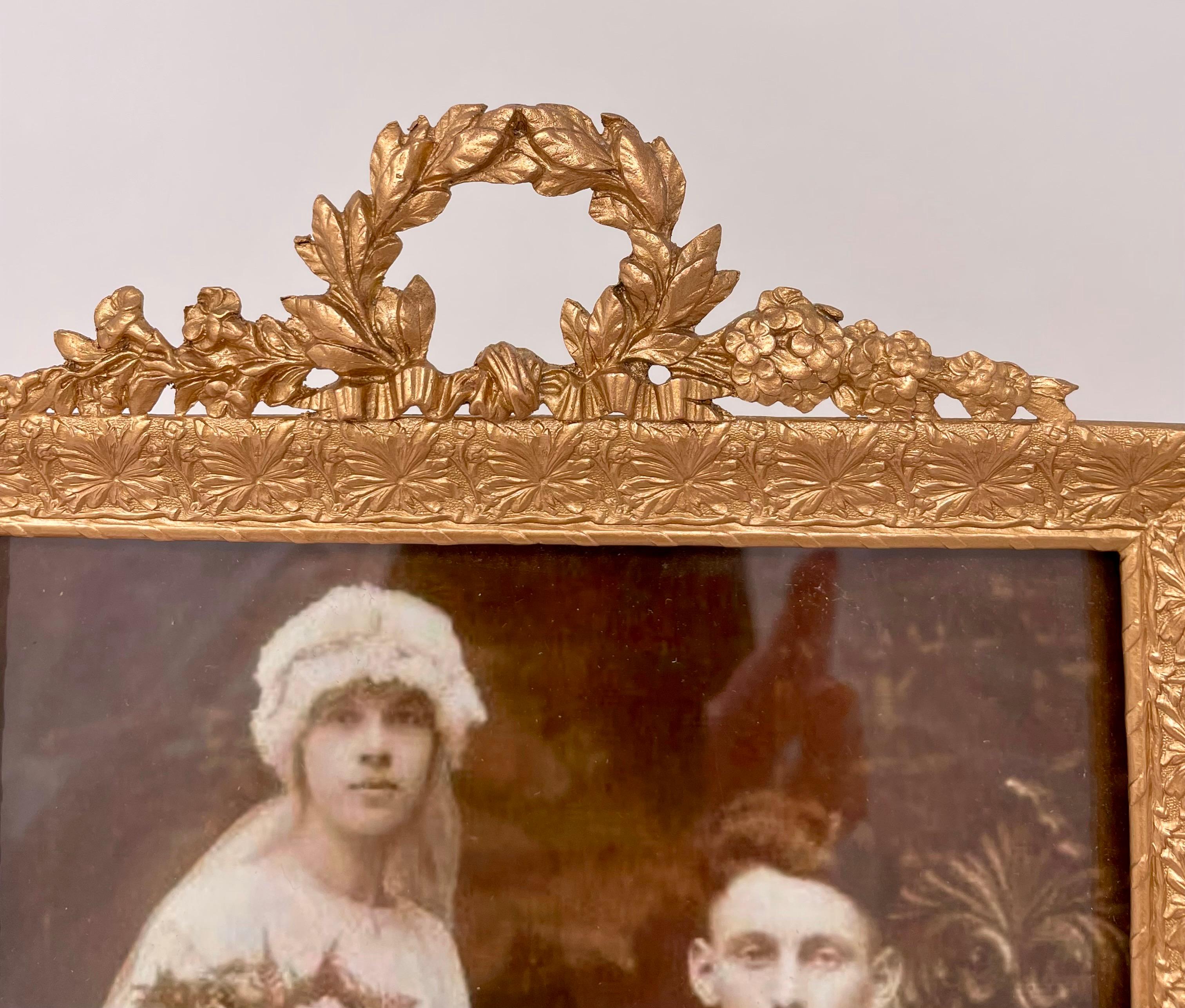 Antique French Gold Bronze Rectangular Desktop Picture Frame, circa 1890 For Sale 1
