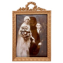 Antique French Gold Bronze Rectangular Desktop Picture Frame, circa 1890