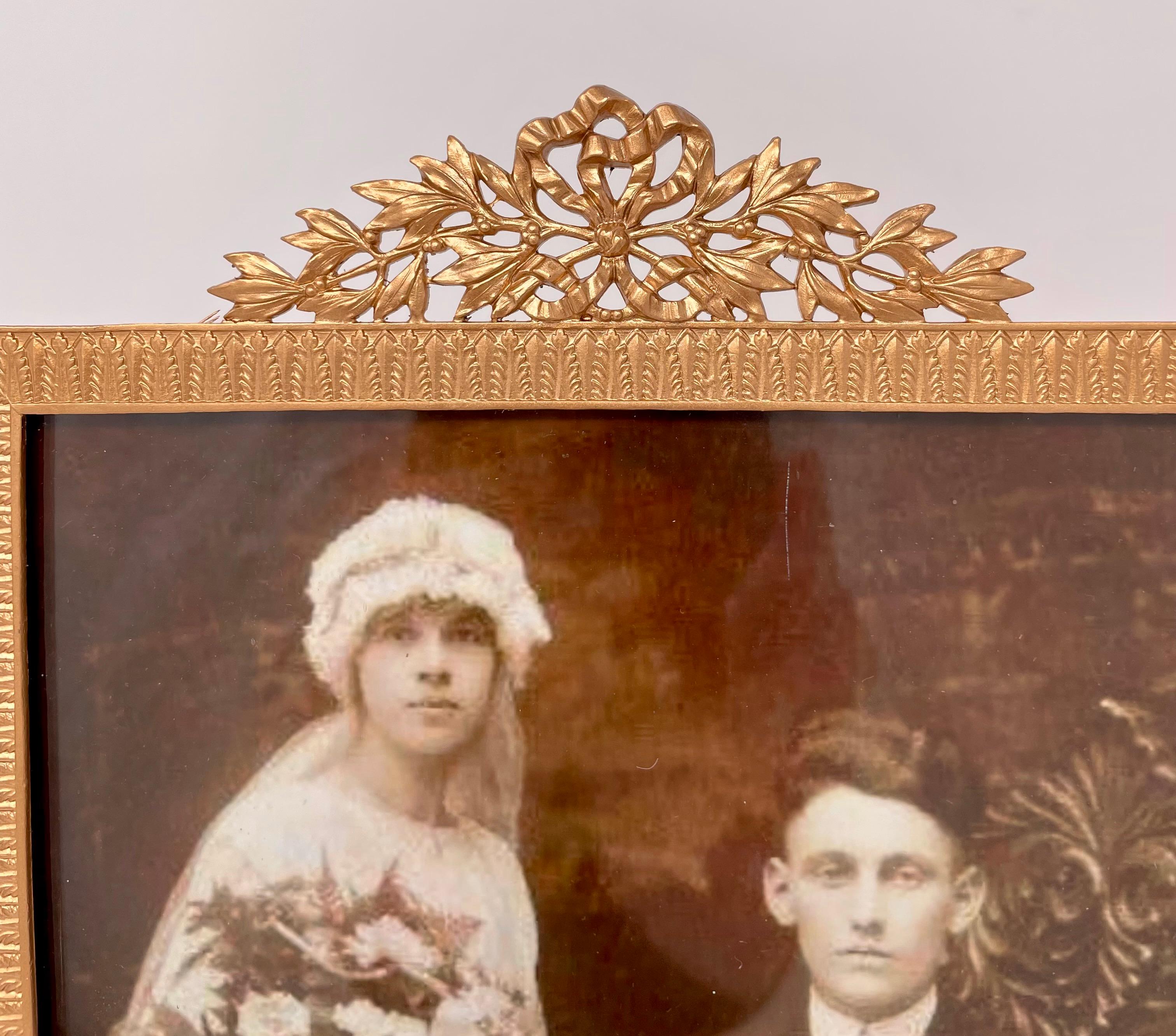 Antique French Gold Bronze Rectangular Picture Frame, Circa 1890 In Good Condition In New Orleans, LA