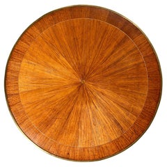 Antique French Gold Bronze & Satinwood with Marquetry Bouillotte Table, Ca. 1900