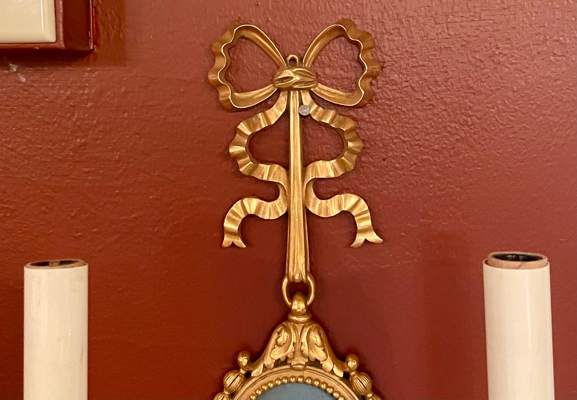 Antique French Gold Bronze with Wedgwood Plaque Wall Sconce, Circa 1900. For Sale 2
