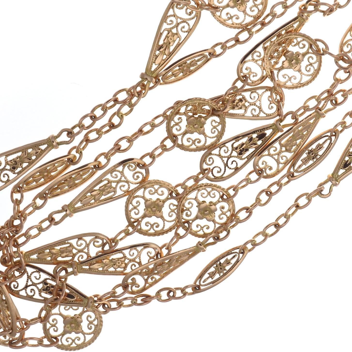French Cut Antique French Gold Chain Necklace