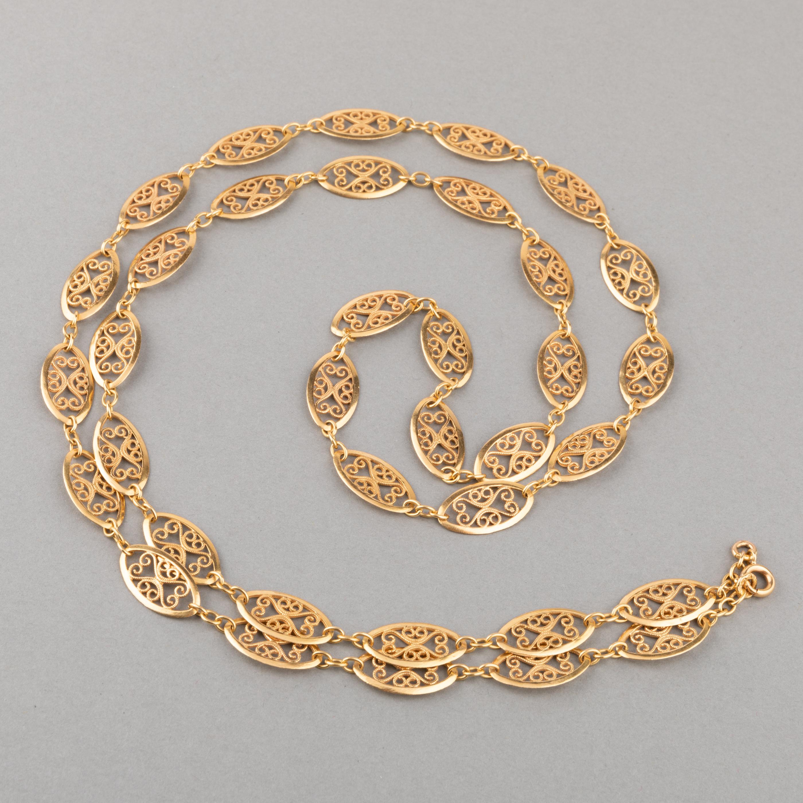 Antique French Gold Chain Necklace In Good Condition For Sale In Saint-Ouen, FR