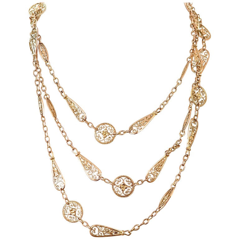 Antique French Gold Chain Necklace at 1stDibs