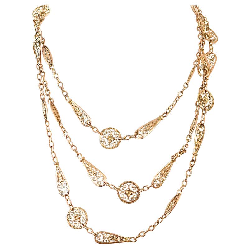 Antique French Gold Chain Necklace at 1stdibs