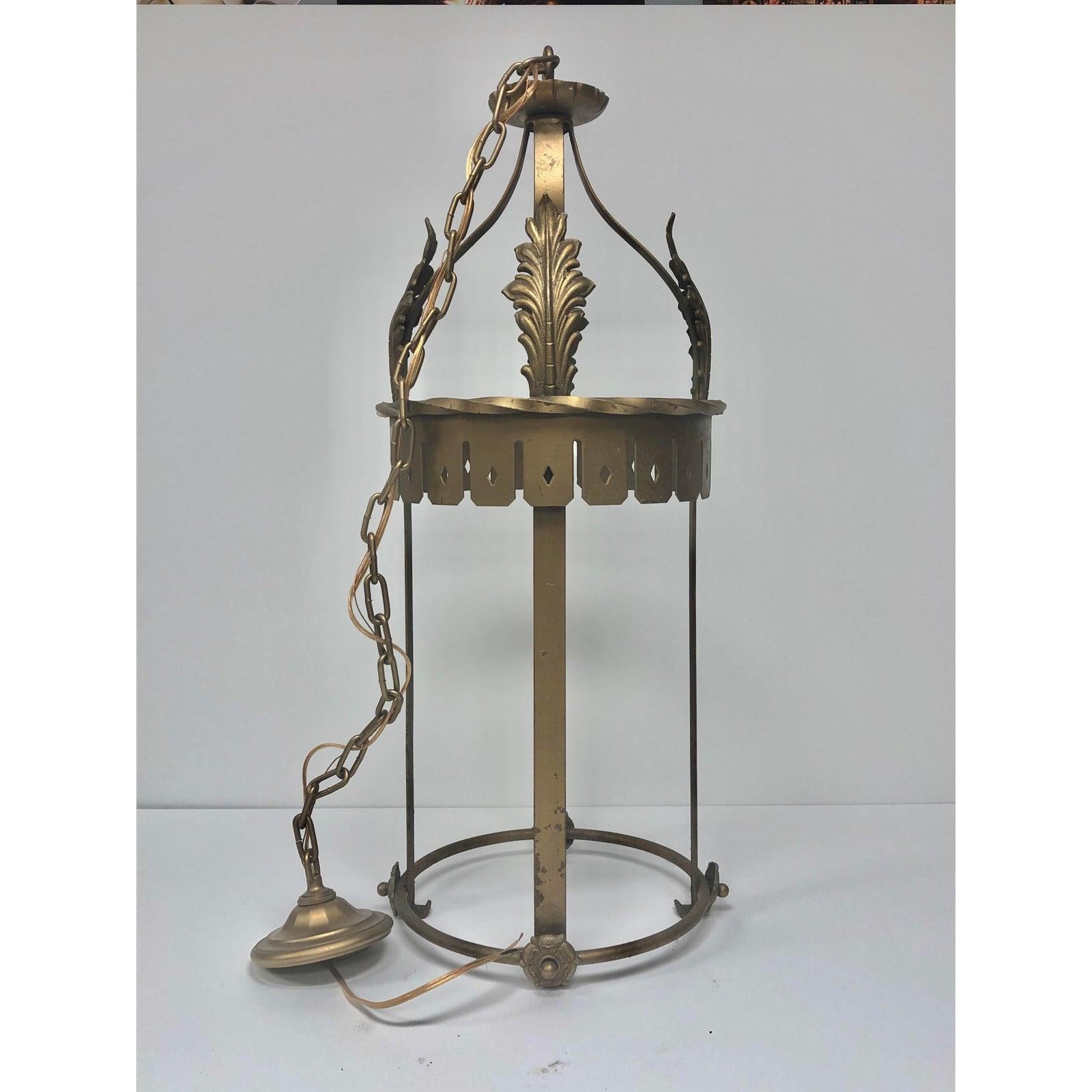 Antique French Gold Decorative Lantern In Good Condition For Sale In Chicago, IL