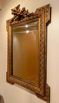 Antique French Gold Eagle Crest Mirror