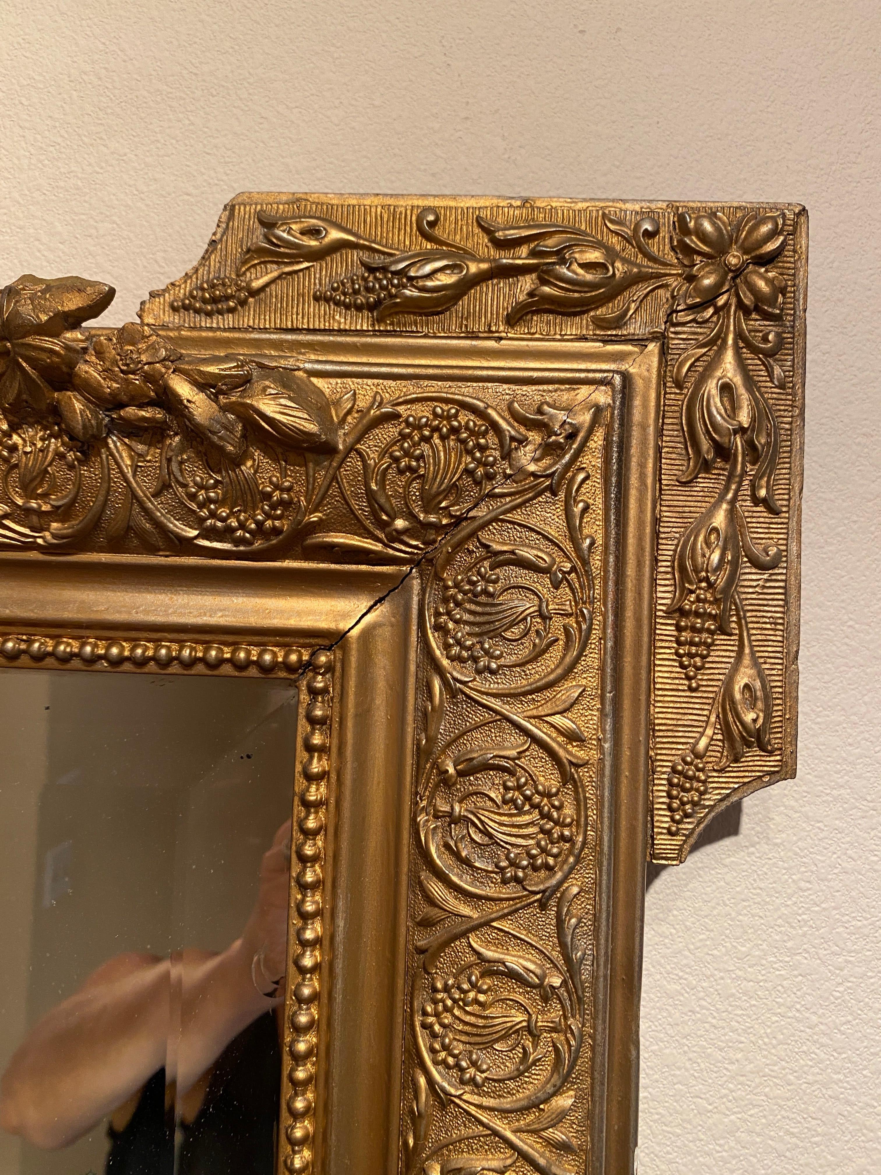Antique French Gold Eagle Crest Mirror 3