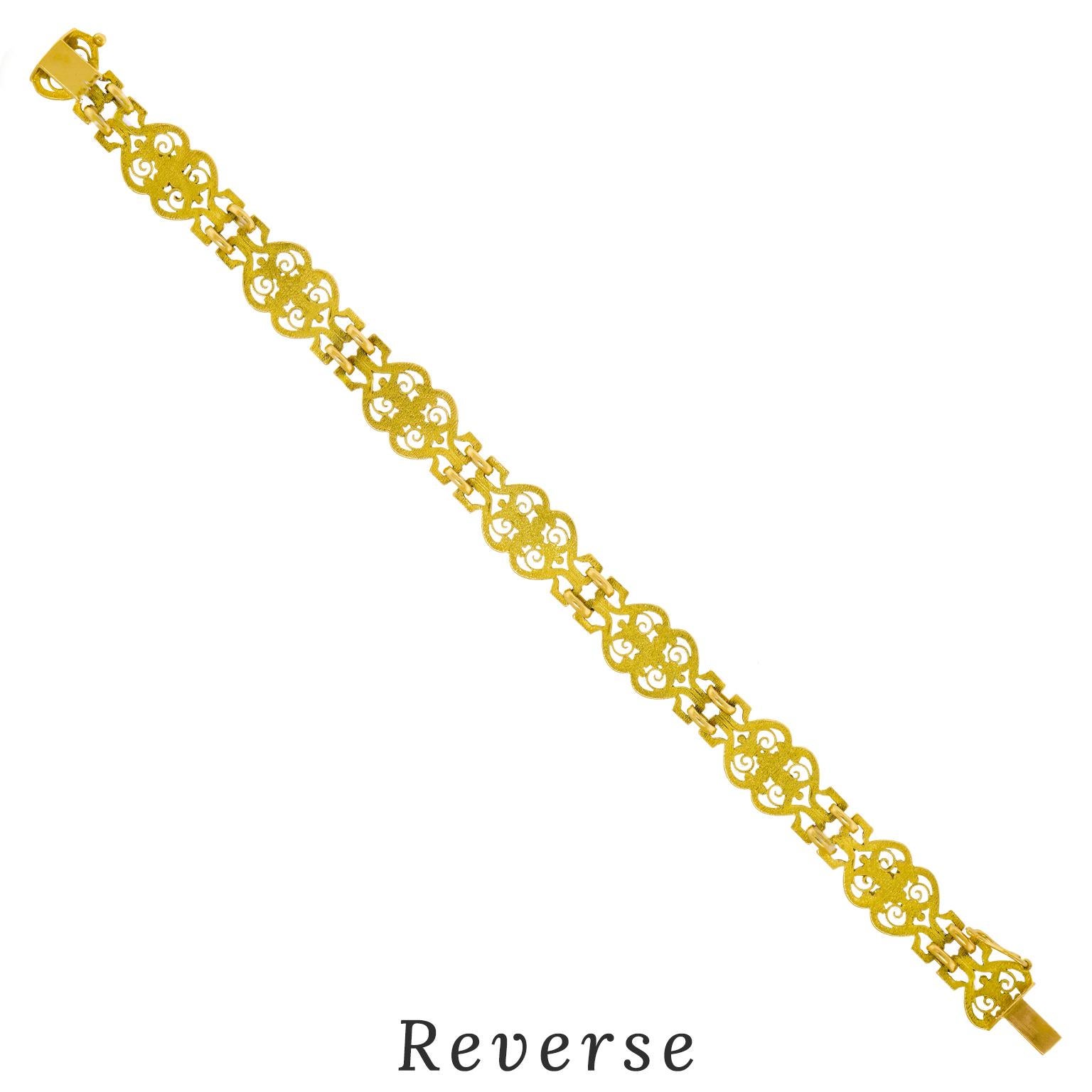 Antique French Gold Filigree Bracelet For Sale 4