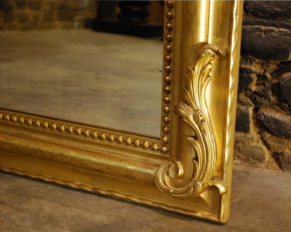 Gesso Antique French Gold Gilded Louis Philippe Mirror with Crest