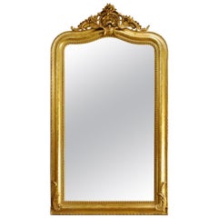 Antique French Gold Gilded Louis Philippe Mirror with Crest