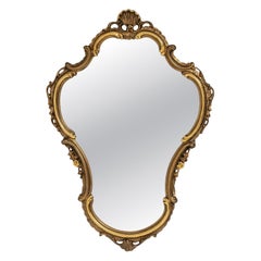 Antique French Gold Gilt Baroque Wall Mirror, Wood Frame, 1900s