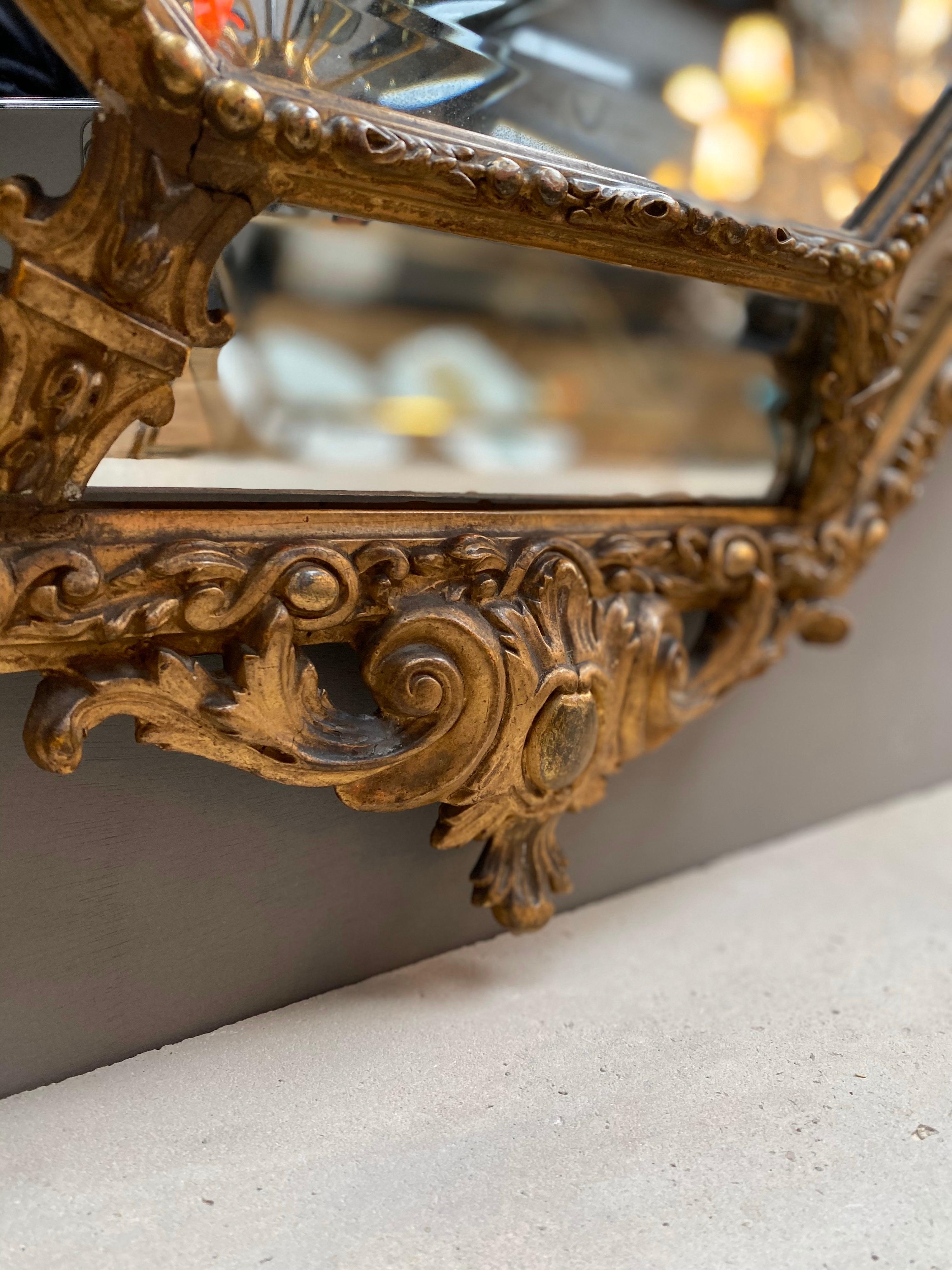 18th Century and Earlier Antique French Gold Gilt Cushion Mirror
