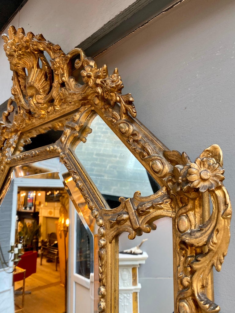 Antique French Gold Gilt Cushion Mirror at 1stDibs