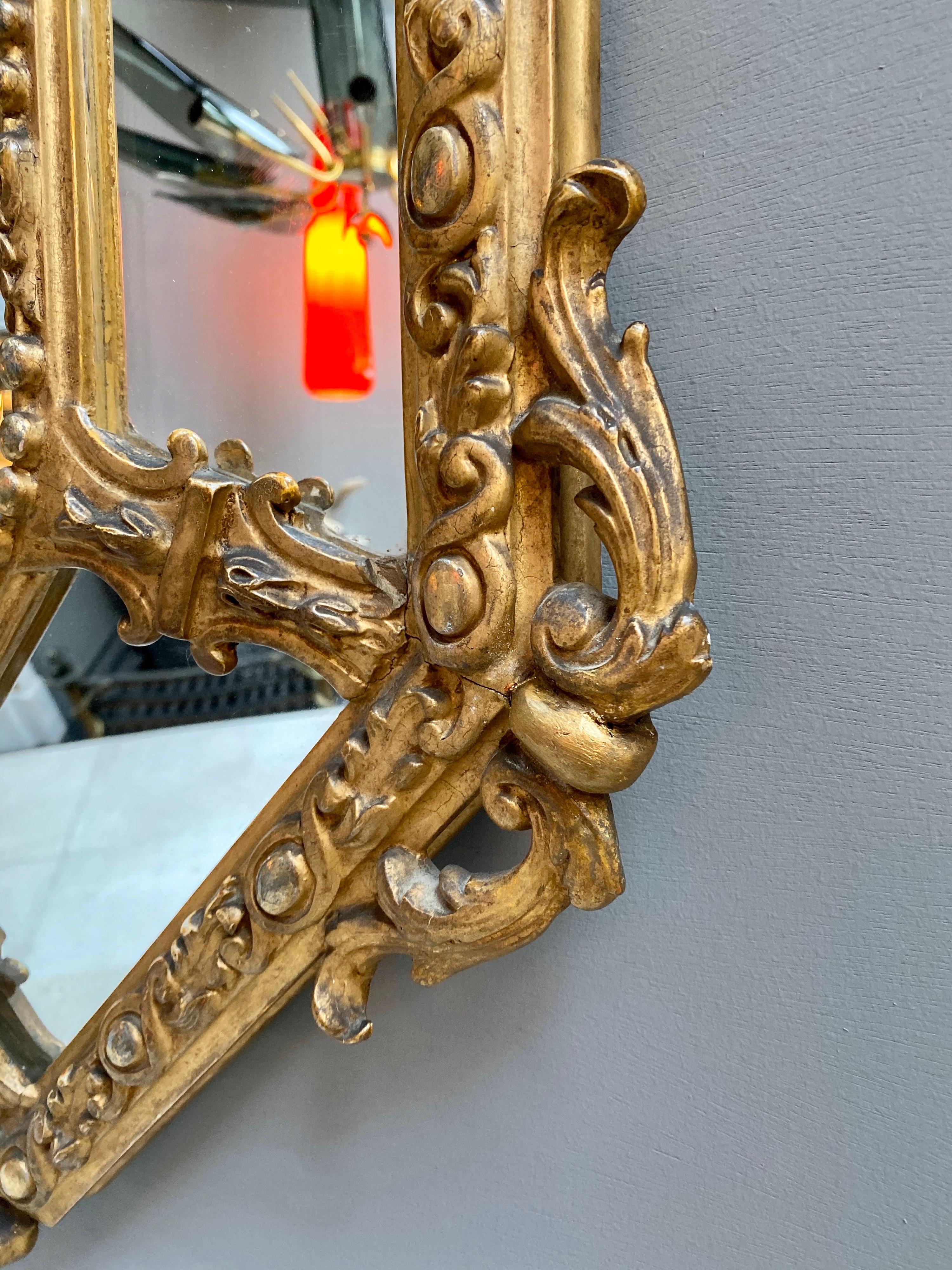 Antique French Gold Gilt Cushion Mirror 2