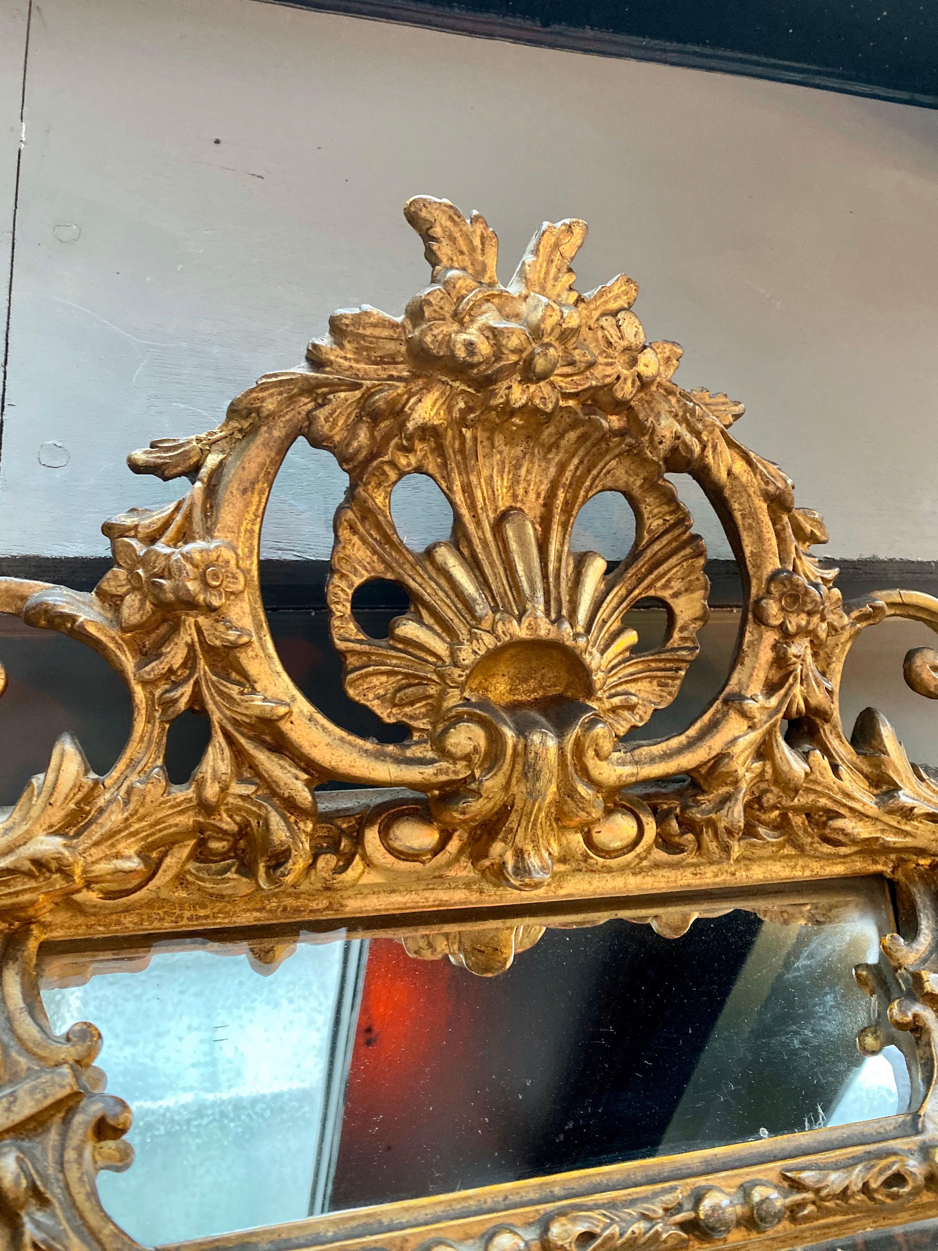 Antique French Gold Gilt Cushion Mirror 3
