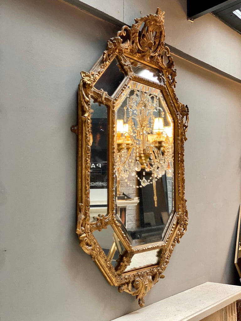 Antique French Gold Gilt Cushion Mirror at 1stDibs