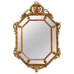 Antique French Gold Gilt Cushion Mirror