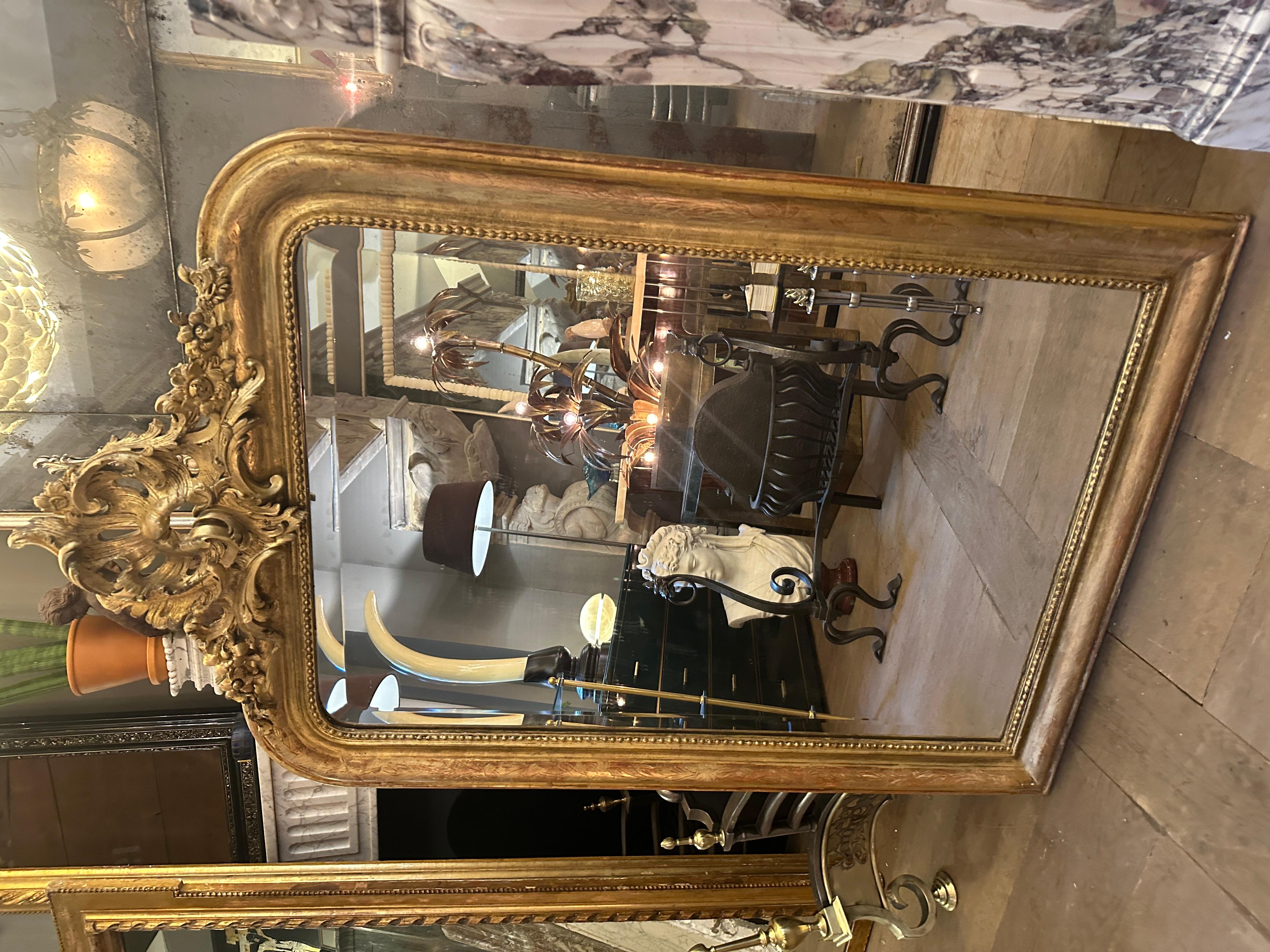 Antique French Gold Gilt Rococo Mirror With Bevelled Plate For Sale 3