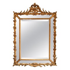 Antique French Gold Leaf Beveled Mirror with Double Panels
