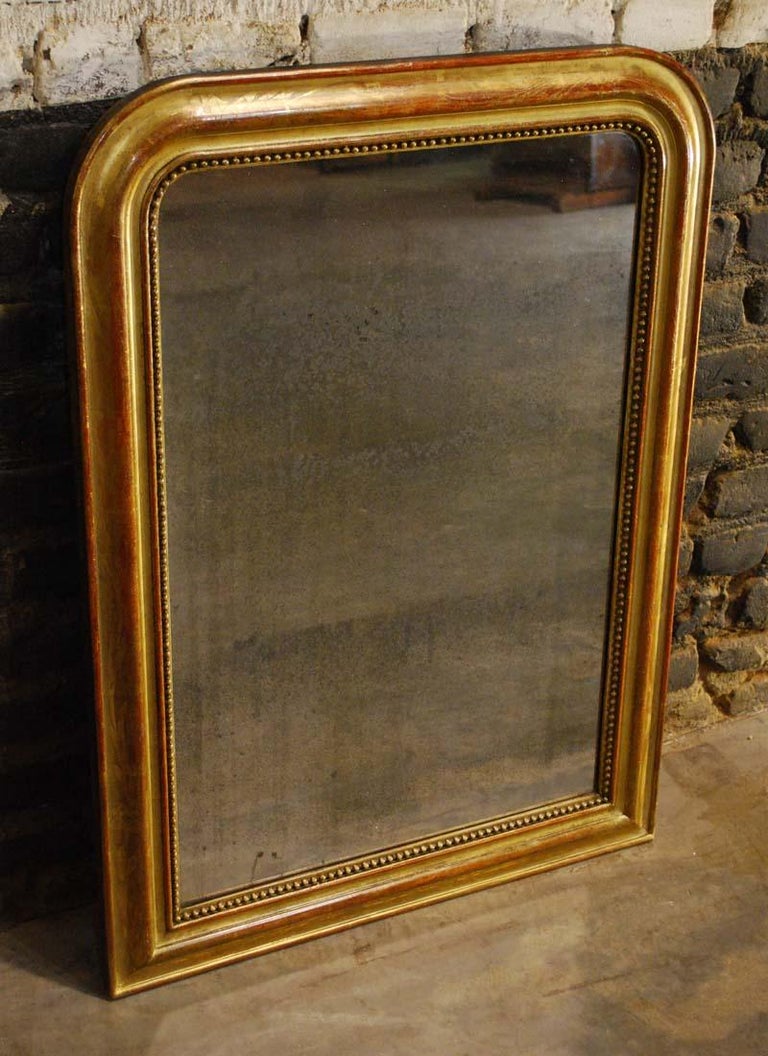 Antique French Gold Leaf Gilded Louis Philippe Mirror In Good Condition In Casteren, NL