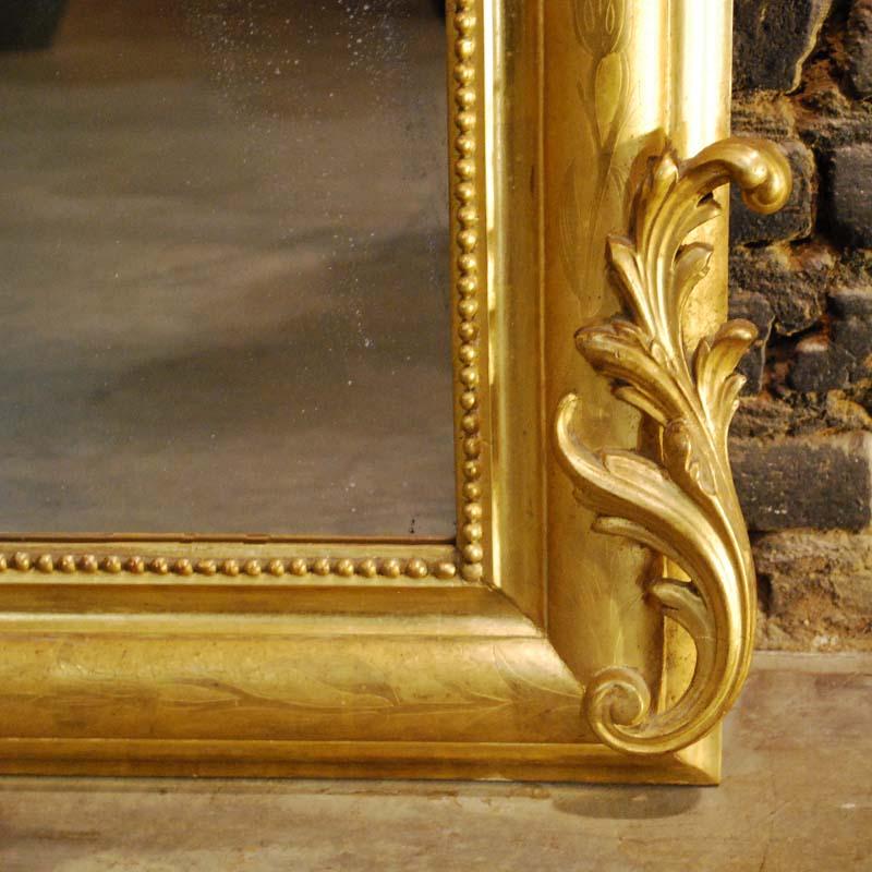 Antique French Gold leaf Gilded Louis Philippe Mirror with Crest 4