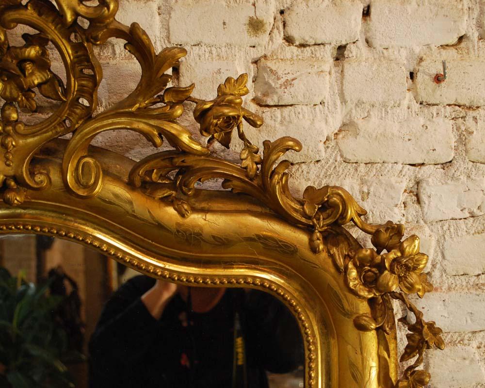 Antique French Gold leaf Gilded Louis Philippe Mirror with Crest 1