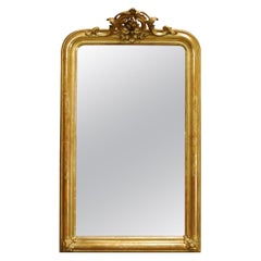 Antique French Gold Leaf Gilt Louis Philippe Mirror with Crest