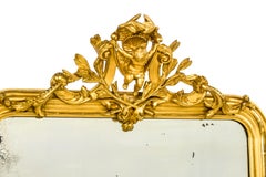 Antique French Gold Leaf Gilt Louis Philippe Mirror with Putti Dated 1879