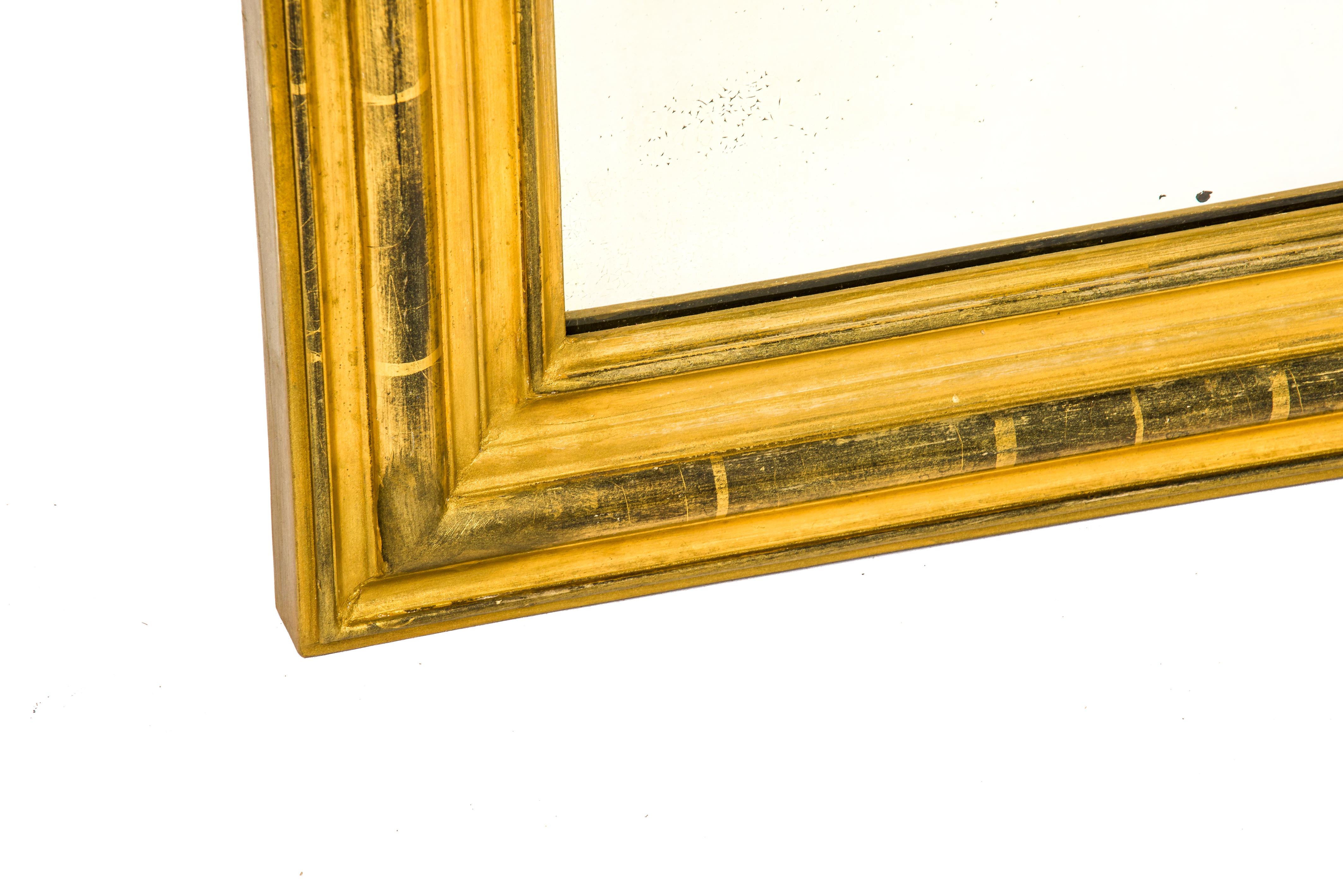 Gesso Antique French Gold Leaf Gilt Louis Philippe Mirror with Putti Dated 1879 For Sale