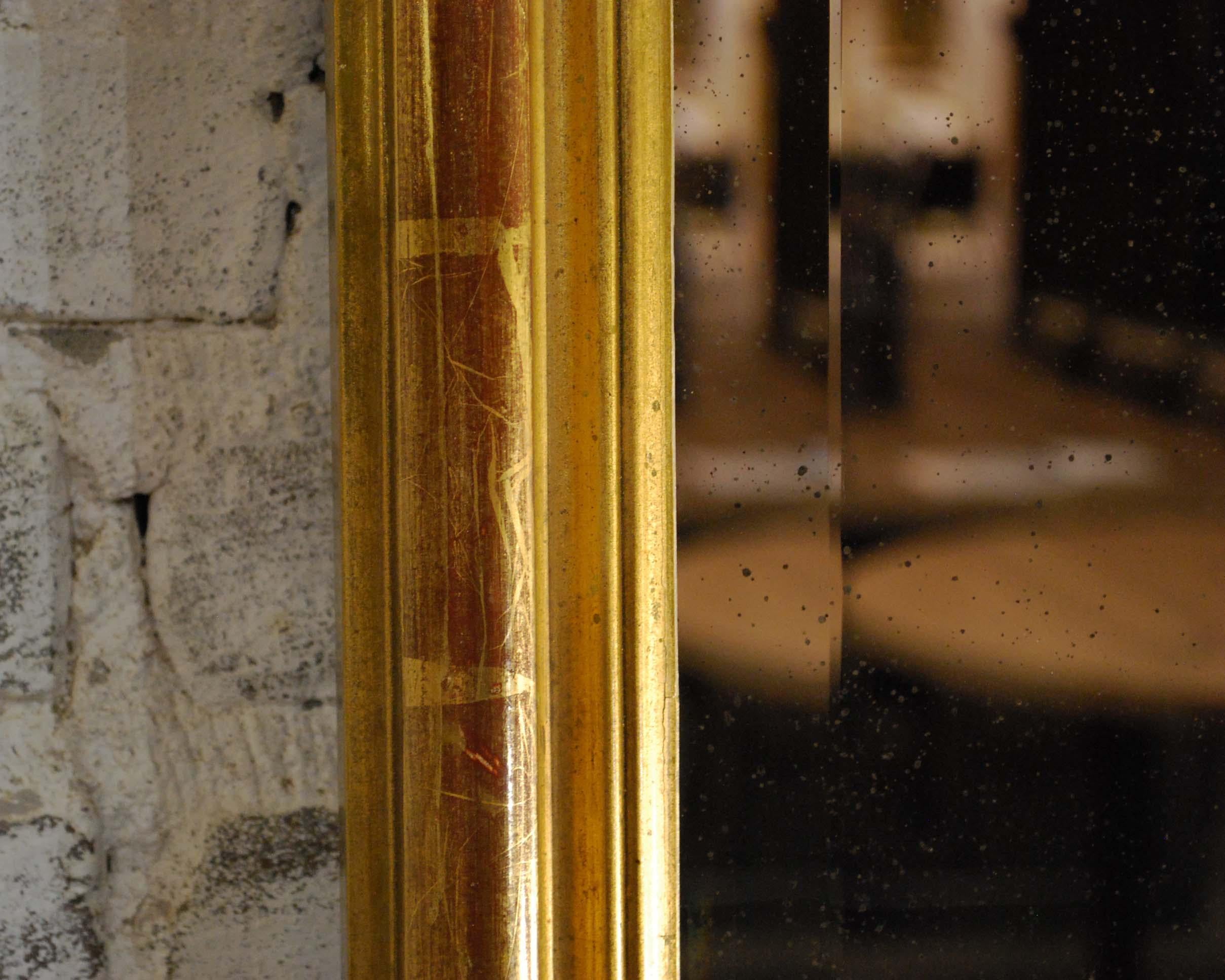 Antique French Gold Leaf Gilt Narrow Louis XV or Rococo Mirror 1