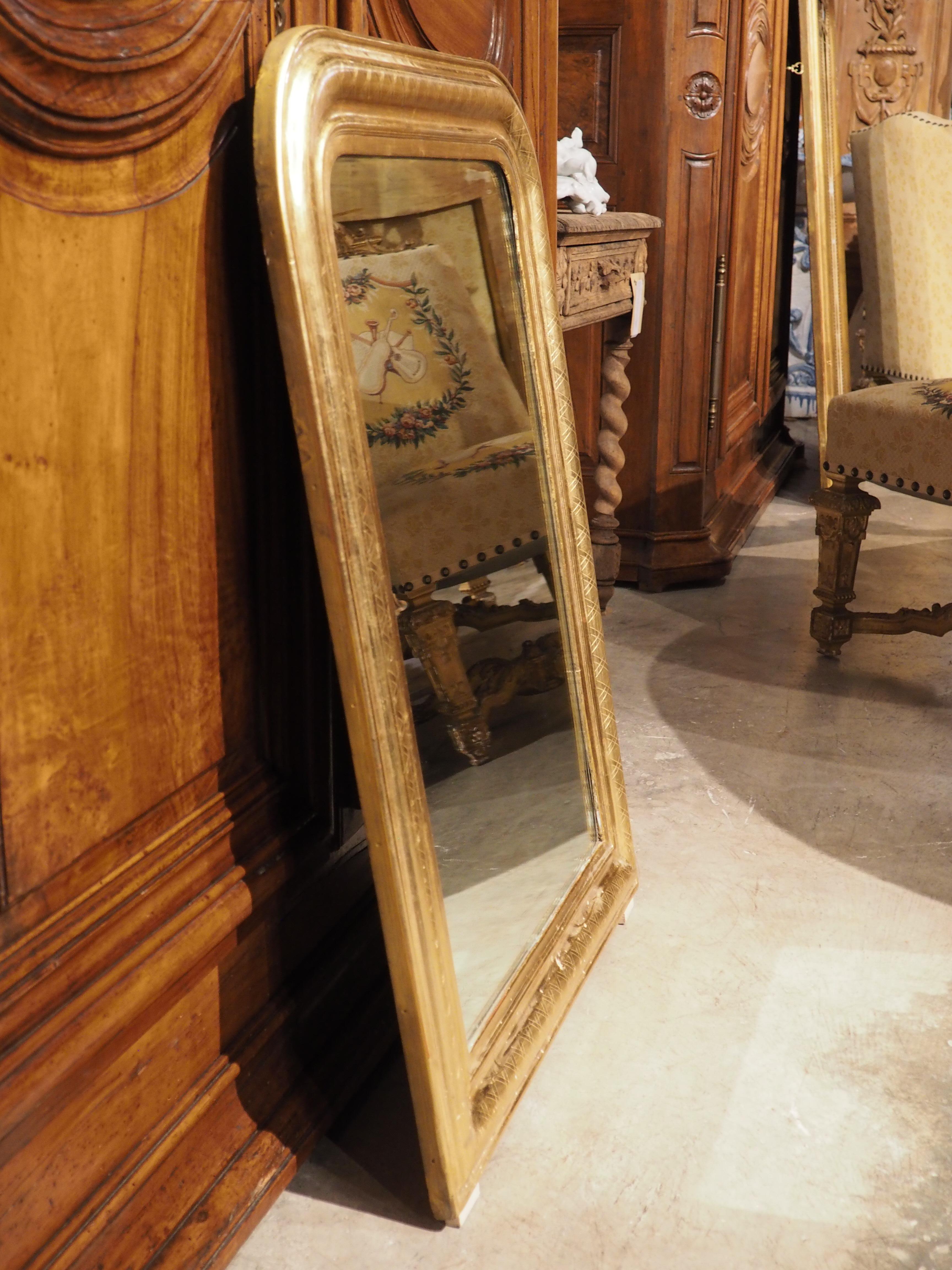 Antique French Gold Leaf Louis Philippe Mirror with X Pattern, Late 1800s 3