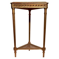 Antique French Gold Leaf Occasional Table with Marble Top, Circa 1900