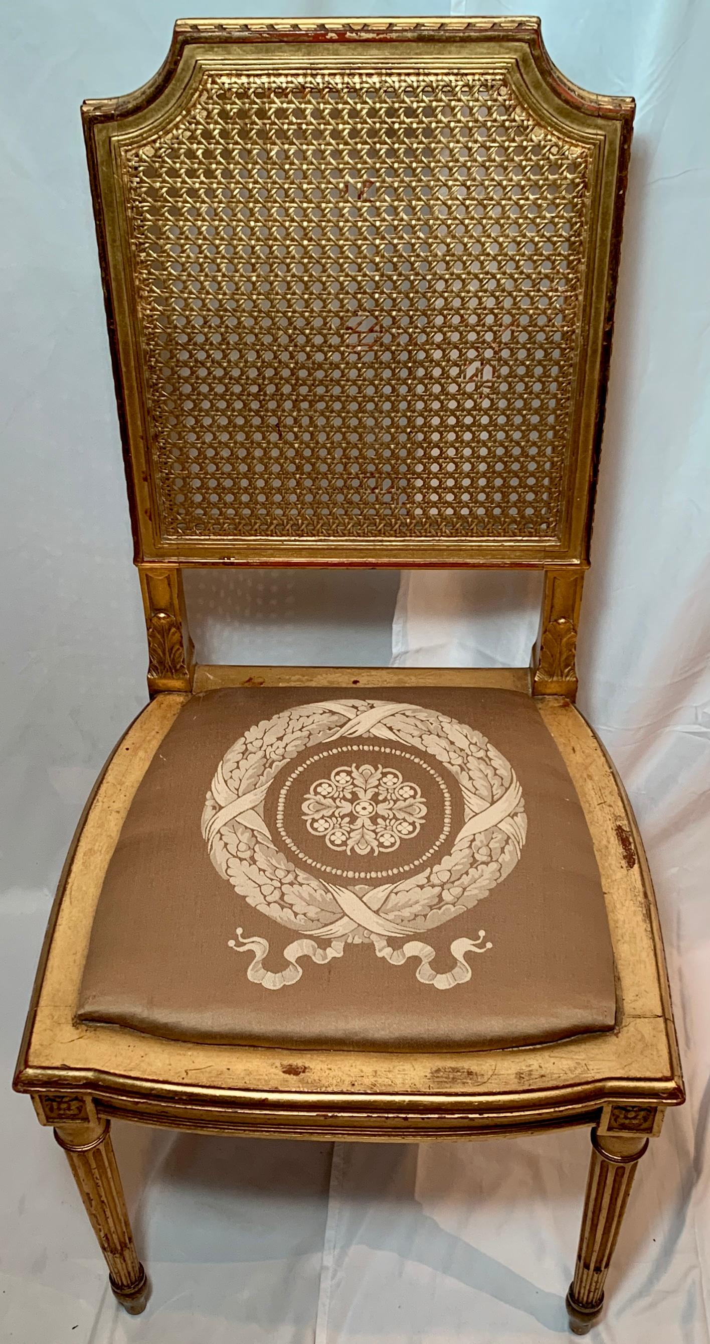 Antique French gold leaf side chair, Circa 1880.
This gold leaf side chair would make a nice addition to any room or vestibule.