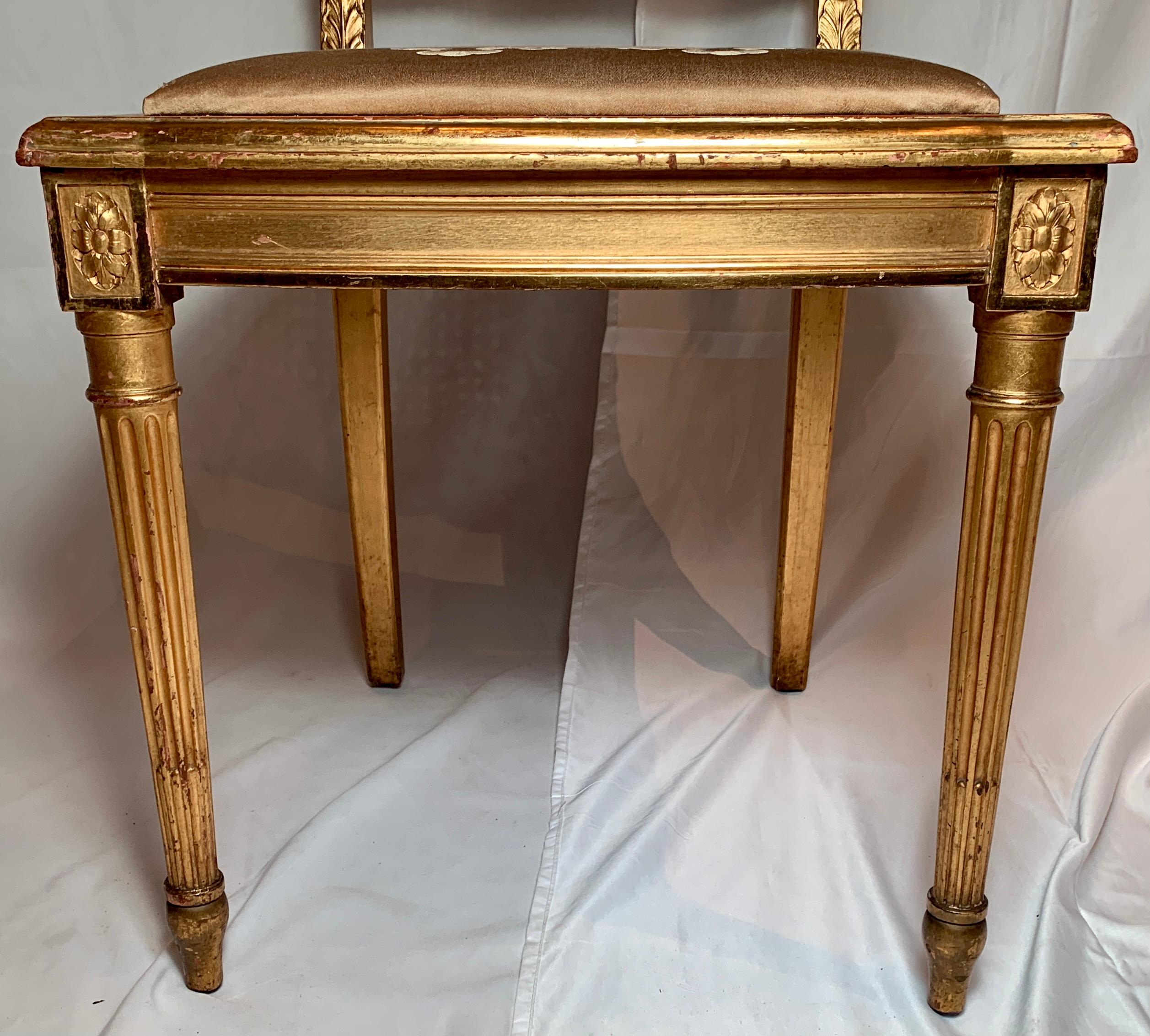 Antique French Gold Leaf Side Chair, Circa 1880 In Good Condition For Sale In New Orleans, LA