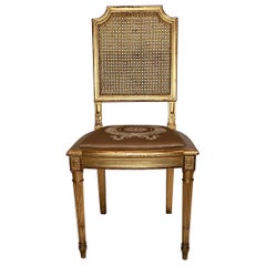Chaise d'appoint française d'antiquités en feuilles d'or, vers 1880
