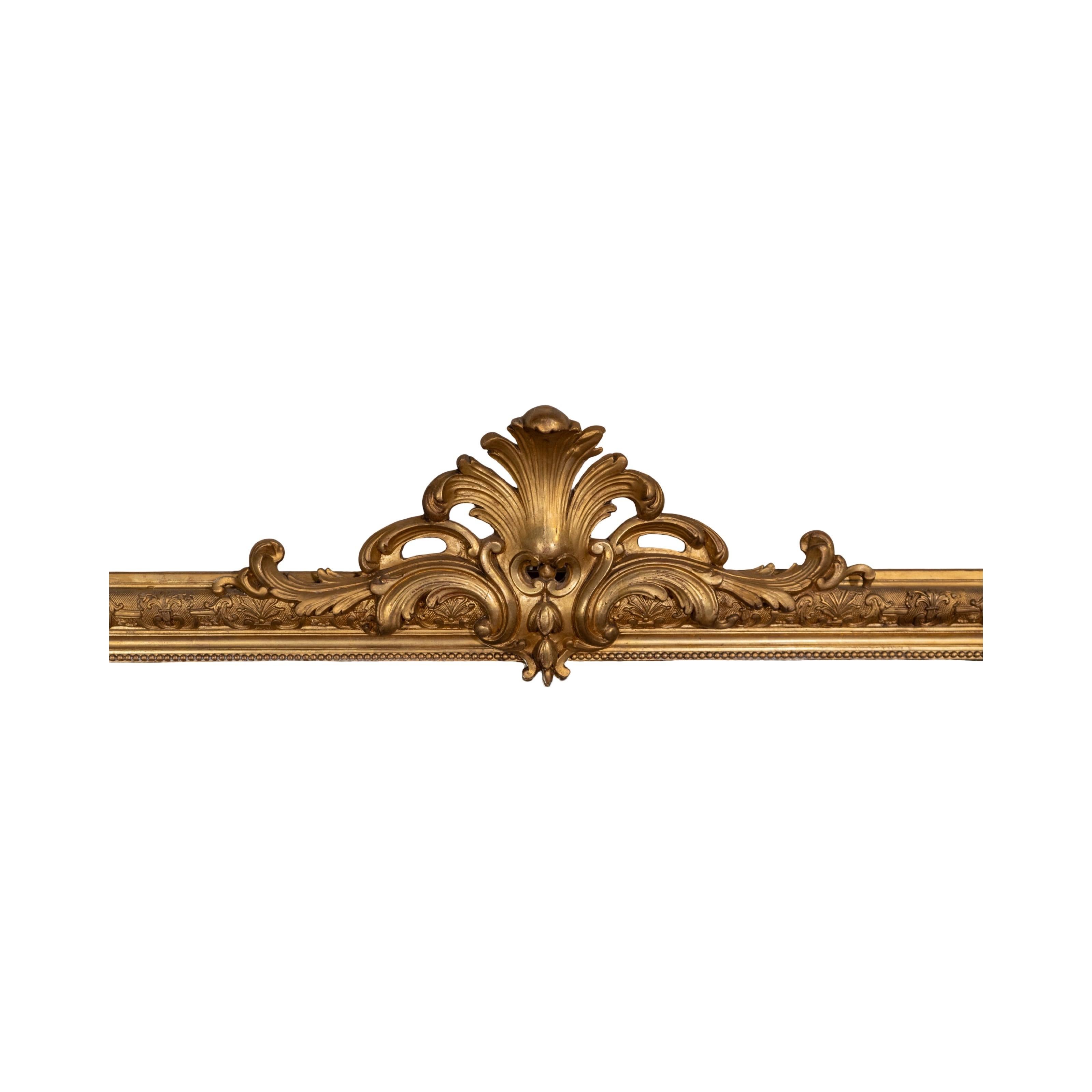 Verre Antique French Gold Leaf Wooden Mirror (miroir en bois) en vente