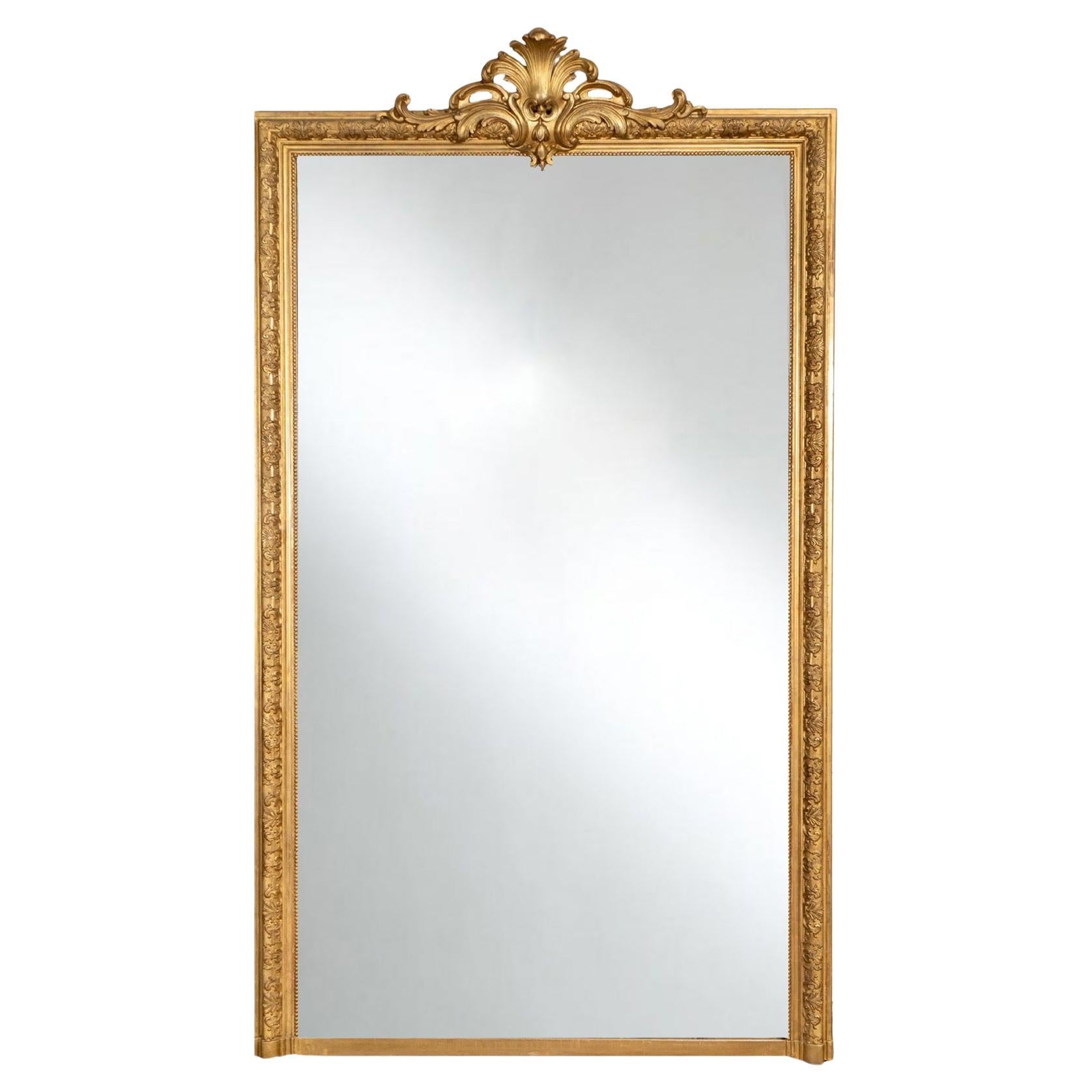 Antique French Gold Leaf Wooden Mirror (miroir en bois) en vente