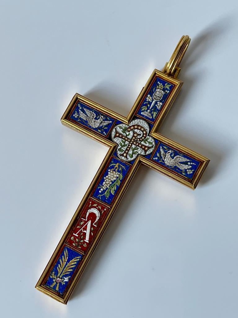 micro mosaic cross pendant