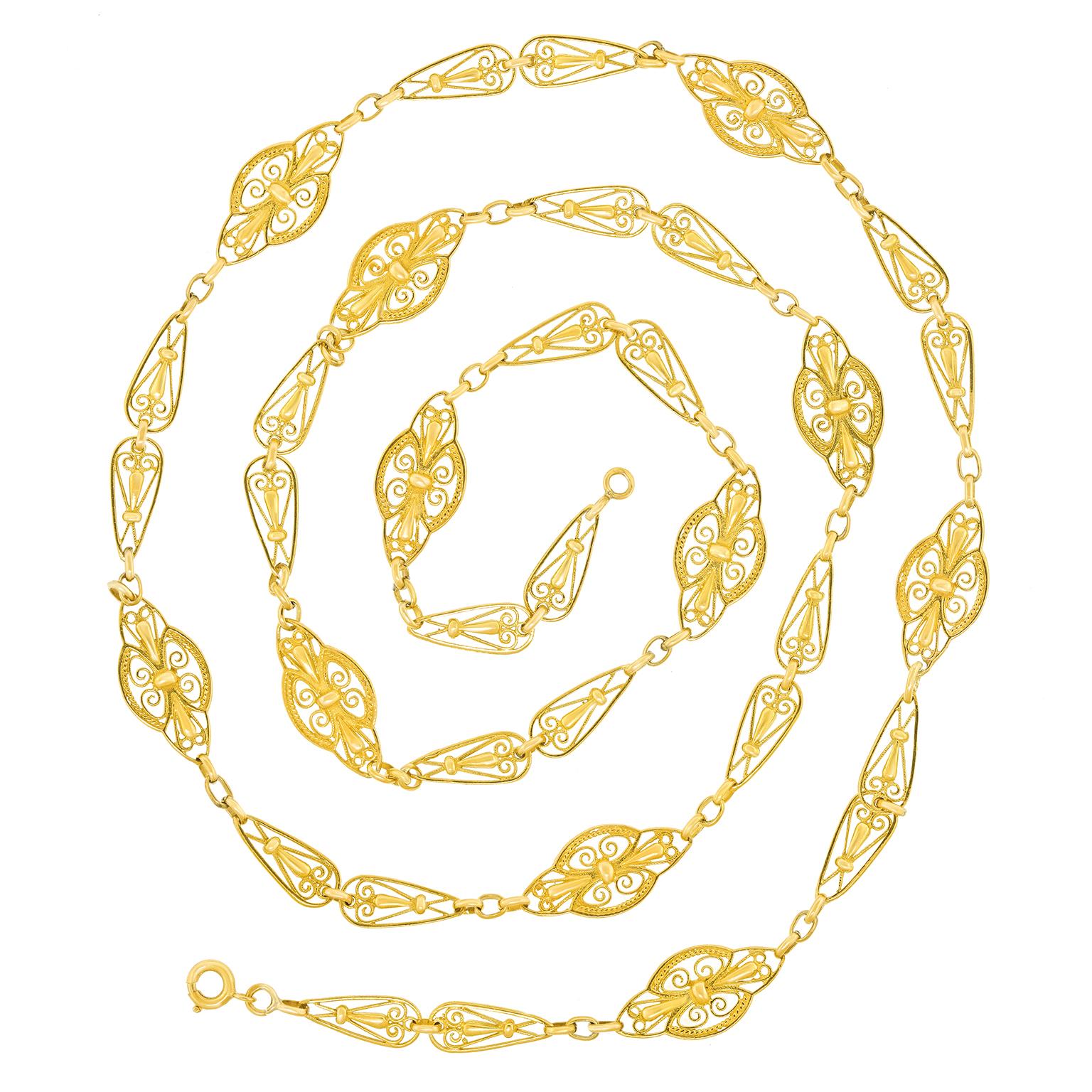 Victorian Antique French Gold Necklace For Sale