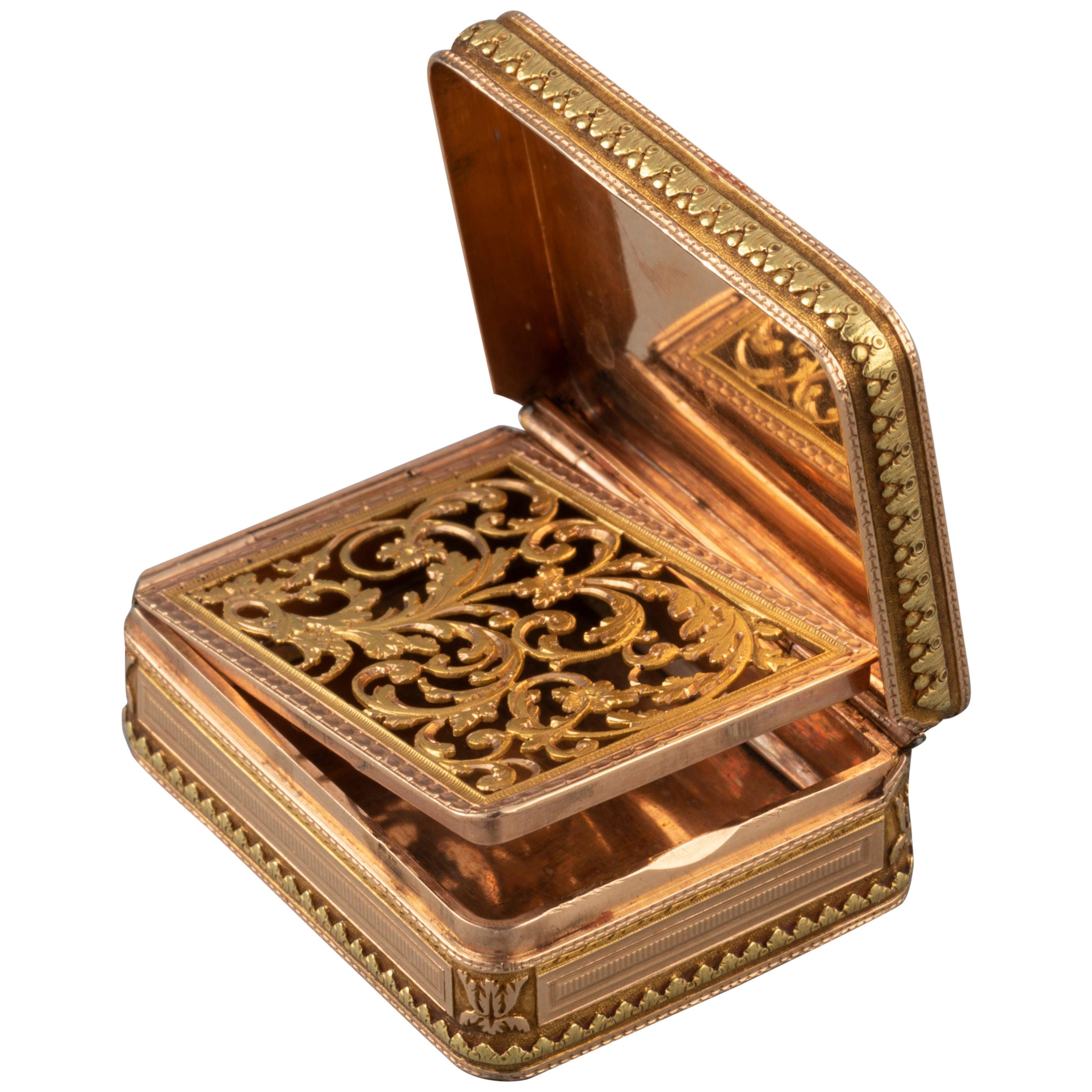 Antique French Gold Perfume Boxe "vinaigrette" For Sale