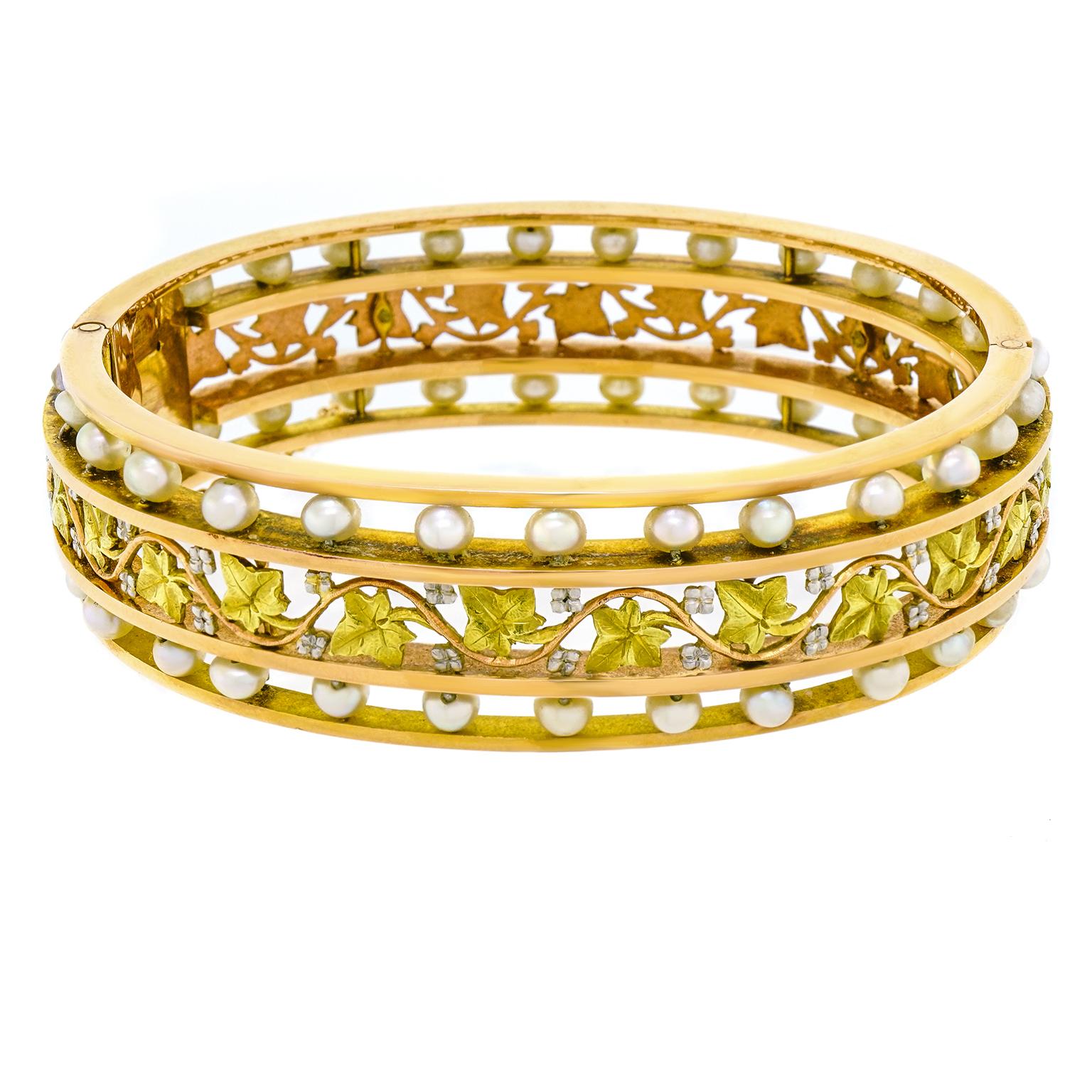 Antique French Gold-Set Pearl Bracelet 6