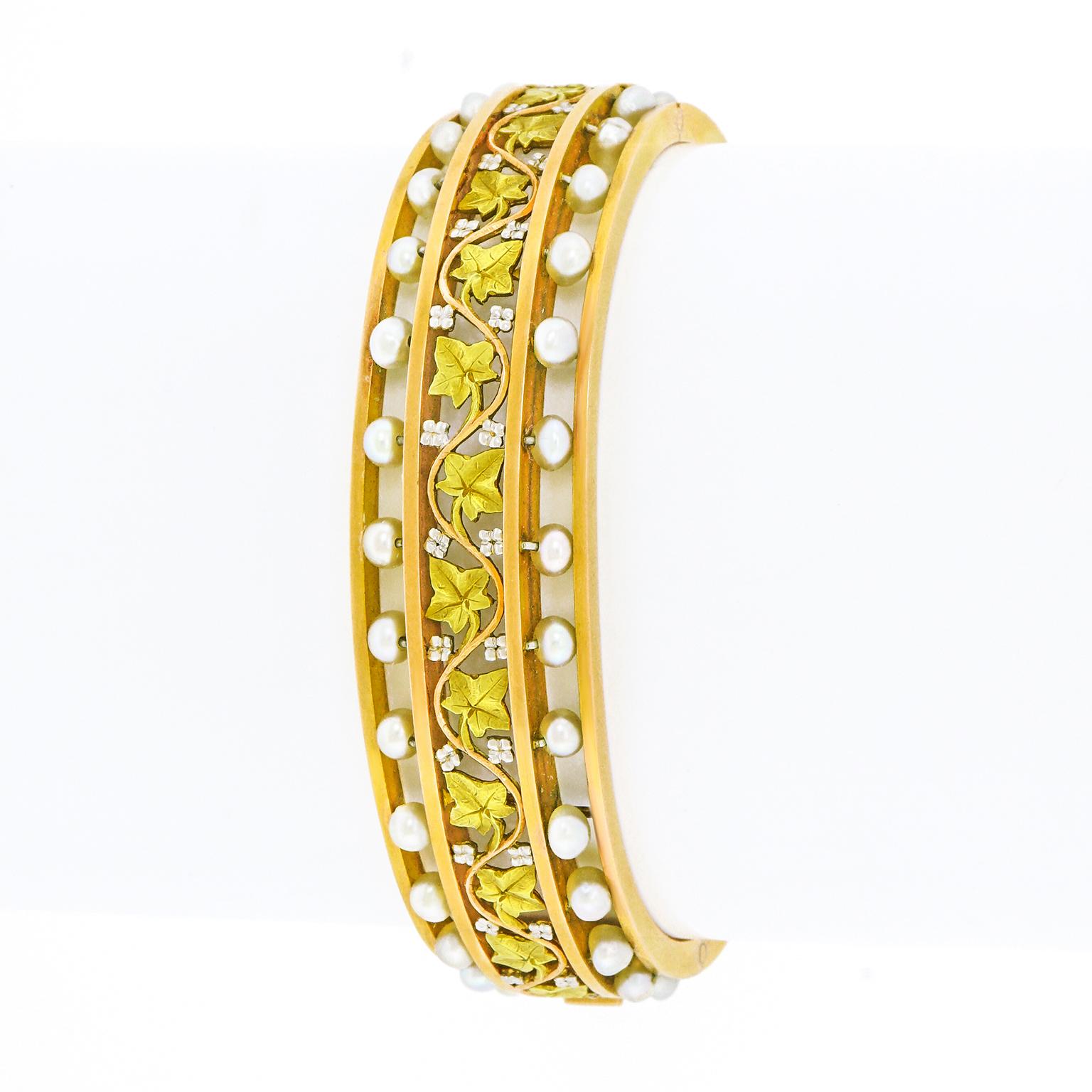 Women's Antique French Gold-Set Pearl Bracelet