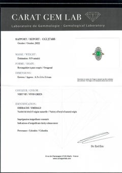 Antique French Gold w/ Platinum Muzo Colombian Emerald & Diamond Navette Ring